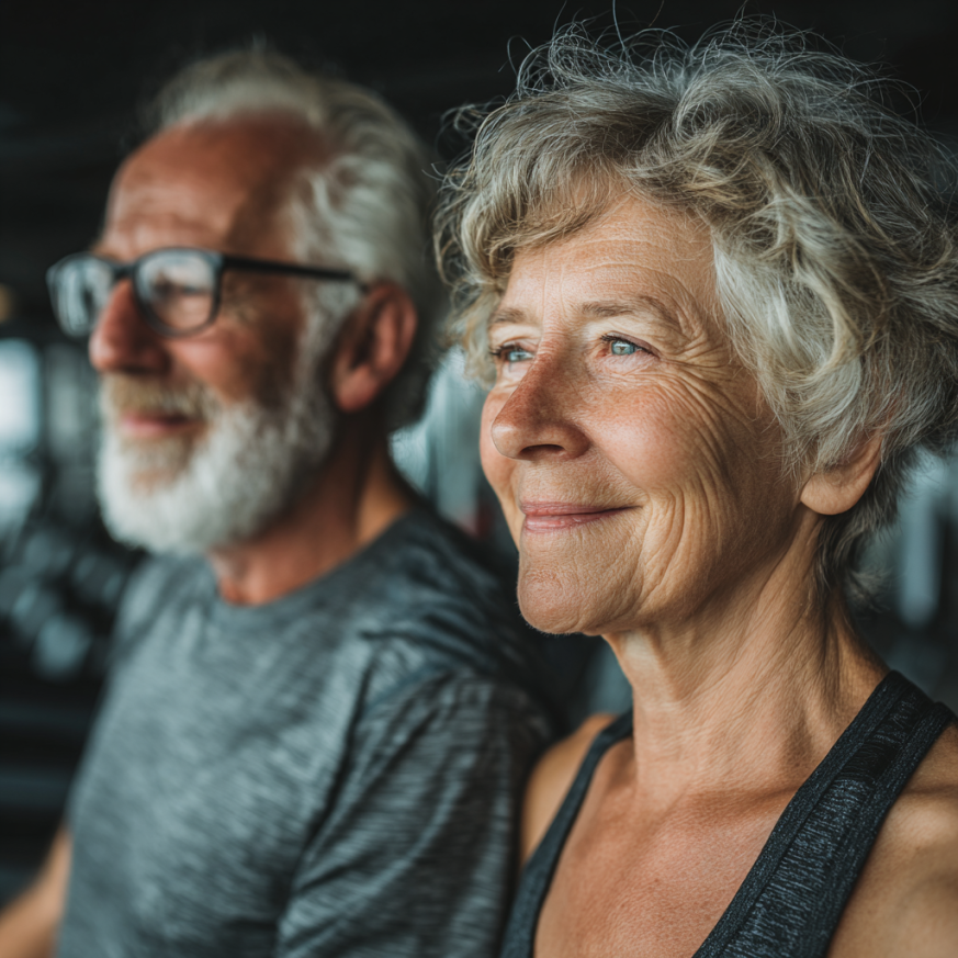 Grup de seniori fericiți după antrenament